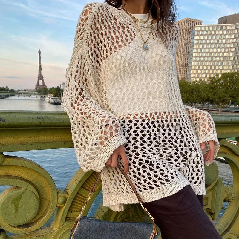 Sexy Hollow Out Knit Pullovers Women Vintage Autumn Crewneck Fairycore Grunge Top Fashion Retro Smock Sweater Y2K Clothing
Sexy Hollow Out Knit Pullovers Women Vintage Autumn Crewneck Fairycore Grunge Top Fashion Retro Smock Sweater Y2K Clothing