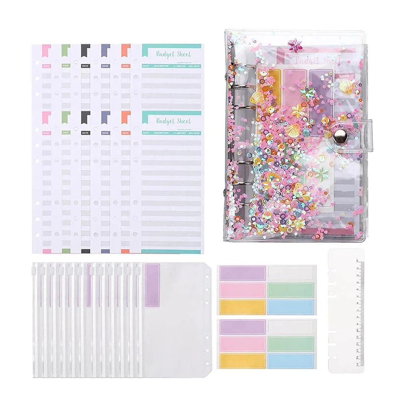 30 Pcs A6 Binder Budget Envelopes PVC Shell Sequins Notebook Cover With Zipper Pockets Budget Sheet For Bill Planner
30 Pcs A6 Binder Budget Envelopes PVC Shell Sequins Notebook Cover With Zipper Pockets Budget Sheet For Bill Planner
