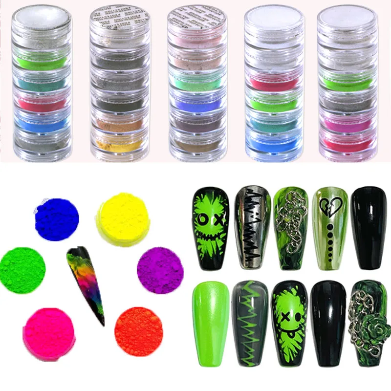 1Set Neon Powder Nails Art Bright Rainbow Fluorescent Dip Pigment Powder Reflective Yellow Green Color Fluorescent Manicure Dust 
1Set Neon Powder Nails Art Bright Rainbow Fluorescent Dip Pigment Powder Reflective Yellow Green Color Fluorescent Manicure Dust