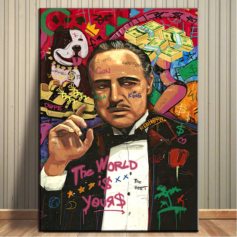 Graffiti Art Movie Godfather Posters and Prints Wall Picture Movie Character Dollar Canvas Painting for Livingroom Cuadros Decor
Graffiti Art Movie Godfather Posters and Prints Wall Picture Movie Character Dollar Canvas Painting for Livingroom Cuadros Decor