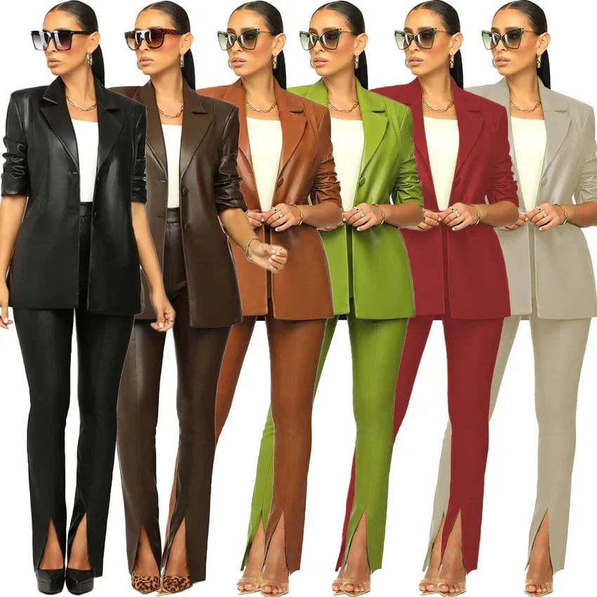 Winter Casual Women Pu Leather Two Piece Set Jacket Coat + Split Out Dress Solid Color Sportsuit Matching Set Clothes For Women
Winter Casual Women Pu Leather Two Piece Set Jacket Coat + Split Out Dress Solid Color Sportsuit Matching Set Clothes For Women