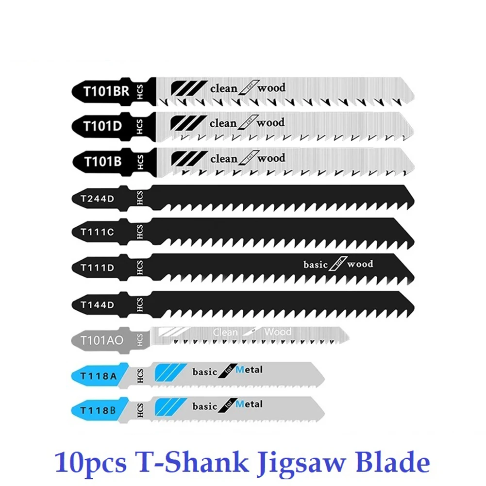 10pcs Jig Saw Blade T-Shank Reciprocating Saw Blade For Cutting Cork Plywood Fiberboard Thin Metals T144d/244d/118a/t111c/t101d
10pcs Jig Saw Blade T-Shank Reciprocating Saw Blade For Cutting Cork Plywood Fiberboard Thin Metals T144d/244d/118a/t111c/t101d