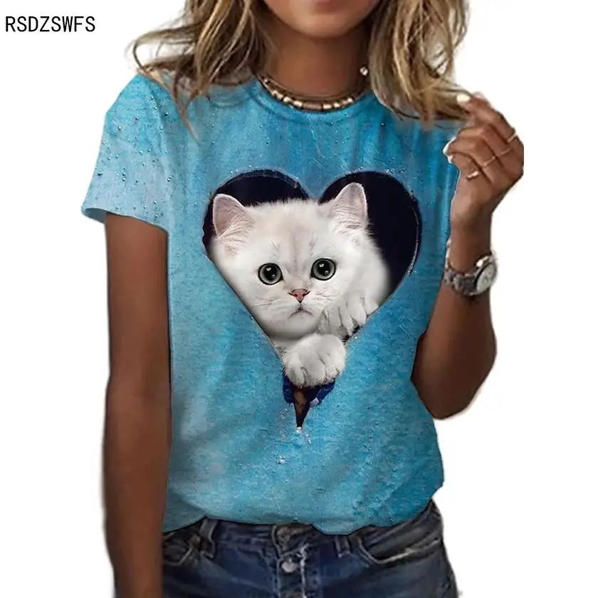 202 New Breathable Women's Pullover 3D Cartoon Cat Print T-Shirt O-Neck Short-Sleeved Loose T-Shirt Spring Casual Plus Size
202 New Breathable Women's Pullover 3D Cartoon Cat Print T-Shirt O-Neck Short-Sleeved Loose T-Shirt Spring Casual Plus Size