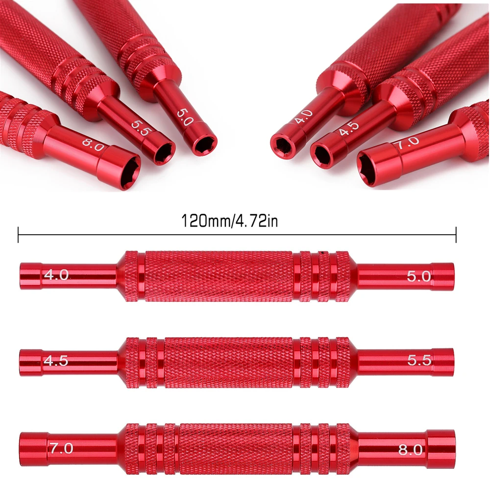 3Pack Aluminum Alloy Double Head RC Car Repair Hexagon Sleeve Screwdriver Hex Wrench Tool 4.0/5.0/4.5/5.5/7.0/8.0mm Assorted
3Pack Aluminum Alloy Double Head RC Car Repair Hexagon Sleeve Screwdriver Hex Wrench Tool 4.0/5.0/4.5/5.5/7.0/8.0mm Assorted