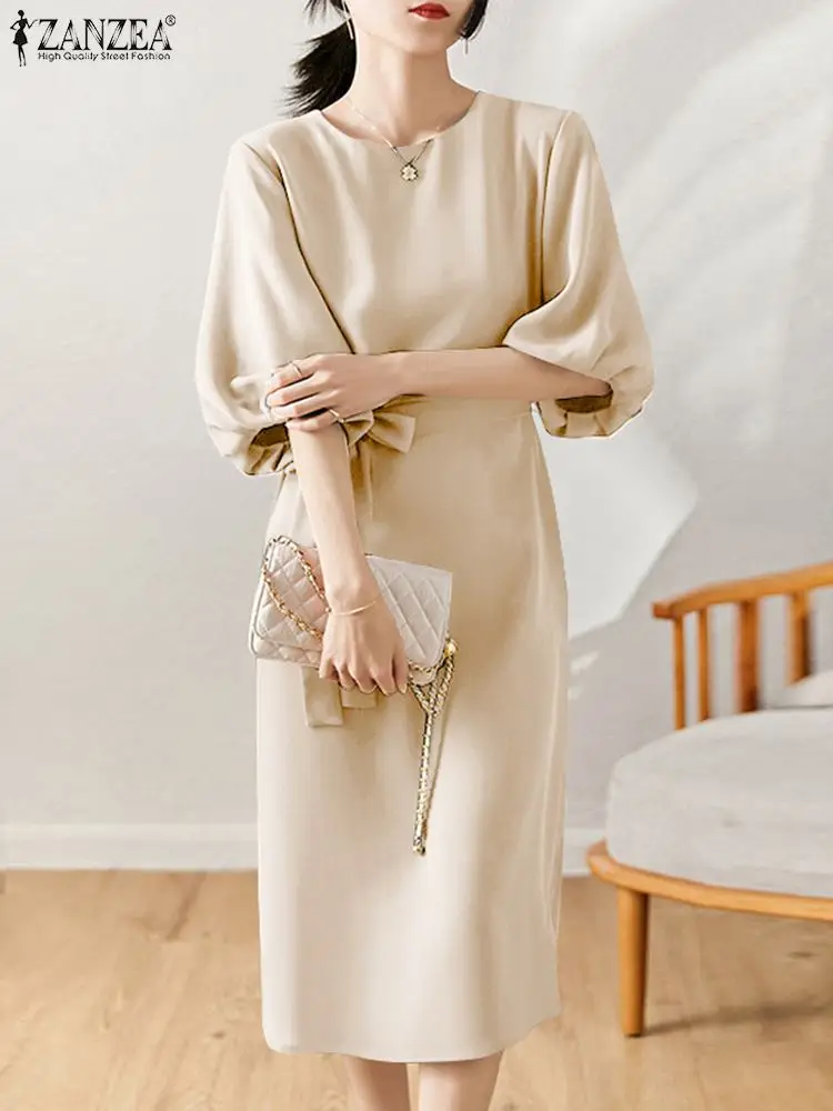 ZANZEA Half Puff Sleeve O Neck Sundress Solid Holiday Fashion Women Midi Dress Belted Waisted Elegant Autumn 2023 Casual Robes
ZANZEA Half Puff Sleeve O Neck Sundress Solid Holiday Fashion Women Midi Dress Belted Waisted Elegant Autumn 2023 Casual Robes