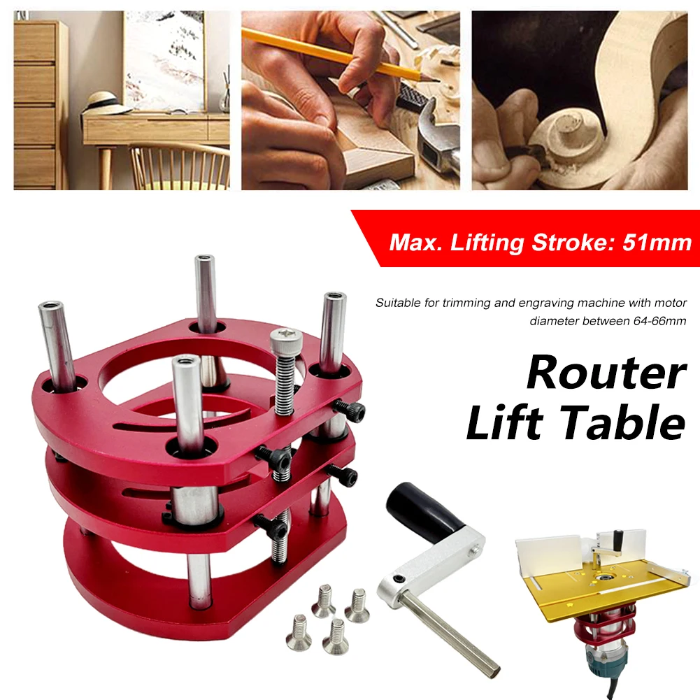 Router Lift for 64-66mm Diameter Motors Woodworking Router Table Insert Plate Lift Base Max. Lift 51mm Engraving for DIY Tools
Router Lift for 64-66mm Diameter Motors Woodworking Router Table Insert Plate Lift Base Max. Lift 51mm Engraving for DIY Tools