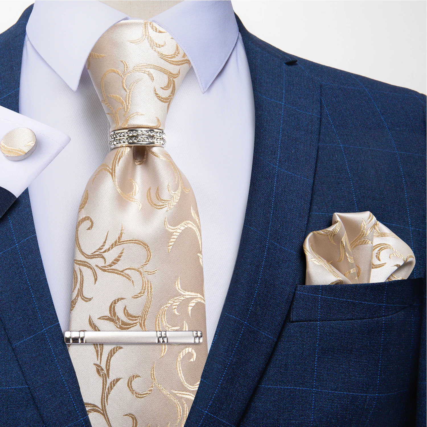 Роскошные шелковые галстуки для мужчин зажим галстука и кольцо Роскошный