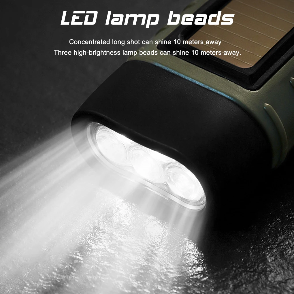 LED Flashlight Portable Hand Crank Dynamo Torch Lantern Professional Solar Power Tent Light for Outdoor Camping Mountaineering
LED Flashlight Portable Hand Crank Dynamo Torch Lantern Professional Solar Power Tent Light for Outdoor Camping Mountaineering