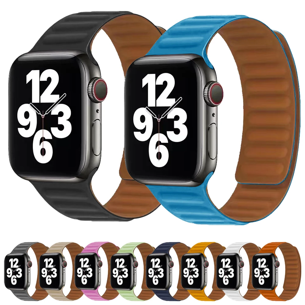 Magnetic Loop Strap For Apple Watch Band 7 41mm 45mm Leather Bands For iWatch Series 6 SE 5 3 40mm 44mm 38mm 42mm Belt Bracelet
Magnetic Loop Strap For Apple Watch Band 7 41mm 45mm Leather Bands For iWatch Series 6 SE 5 3 40mm 44mm 38mm 42mm Belt Bracelet