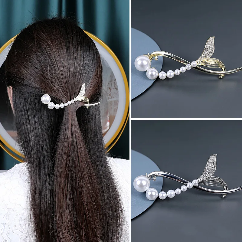 Women Elegant Golden Sliver Metal Hair Claw Vintage Pearl Fishtail Clips Pearl Rhinestone Hair Claw Hair Accessories
Women Elegant Golden Sliver Metal Hair Claw Vintage Pearl Fishtail Clips Pearl Rhinestone Hair Claw Hair Accessories