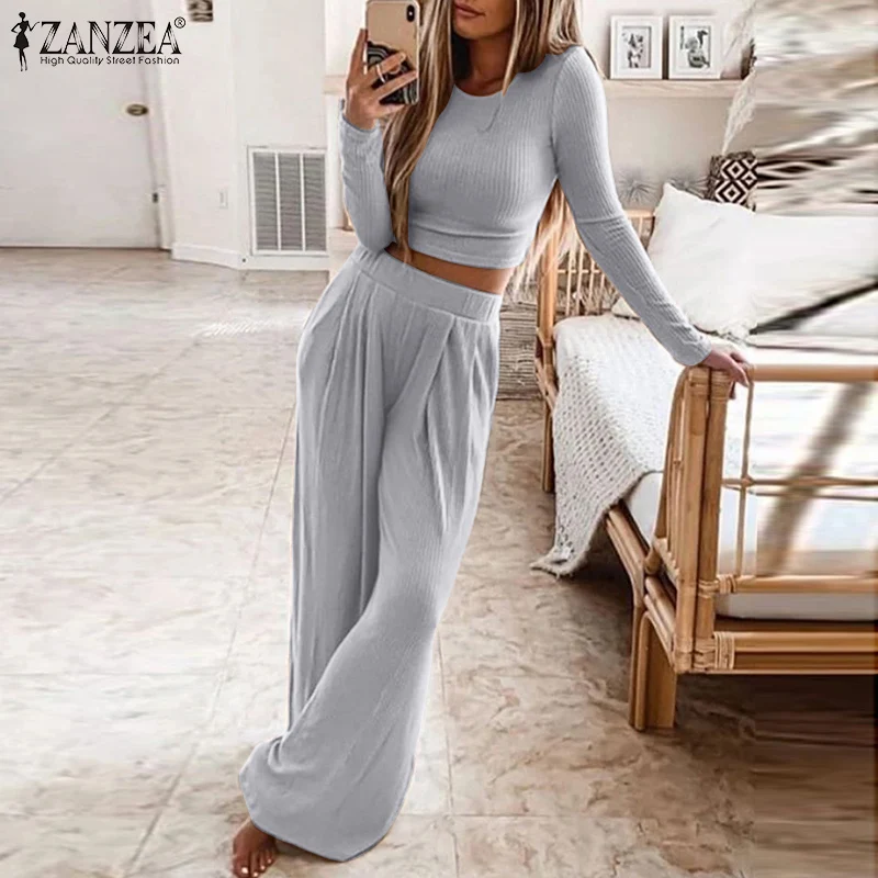 ZANZEA Vintage 2022 Spring Elegant Slim Matching Sets Women Casual 2PCS Short Top Elastic Waist Trouser Wide Leg Pant Sets Femme
ZANZEA Vintage 2022 Spring Elegant Slim Matching Sets Women Casual 2PCS Short Top Elastic Waist Trouser Wide Leg Pant Sets Femme