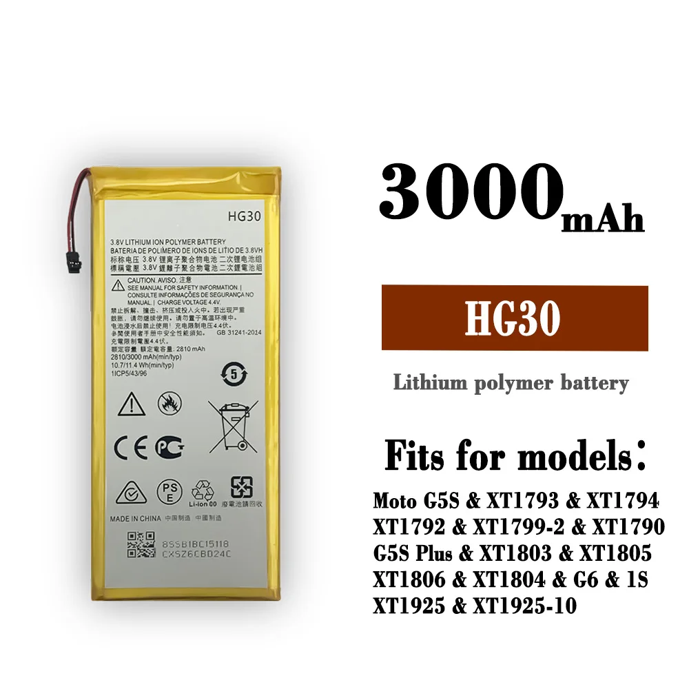 HG30 100% Orginal Replacement Battery For Motorola G5S G5S Plus G6 XT1806 XT1804 1S XT1925 XT1925-10 Built-in Latest Batteries
HG30 100% Orginal Replacement Battery For Motorola G5S G5S Plus G6 XT1806 XT1804 1S XT1925 XT1925-10 Built-in Latest Batteries