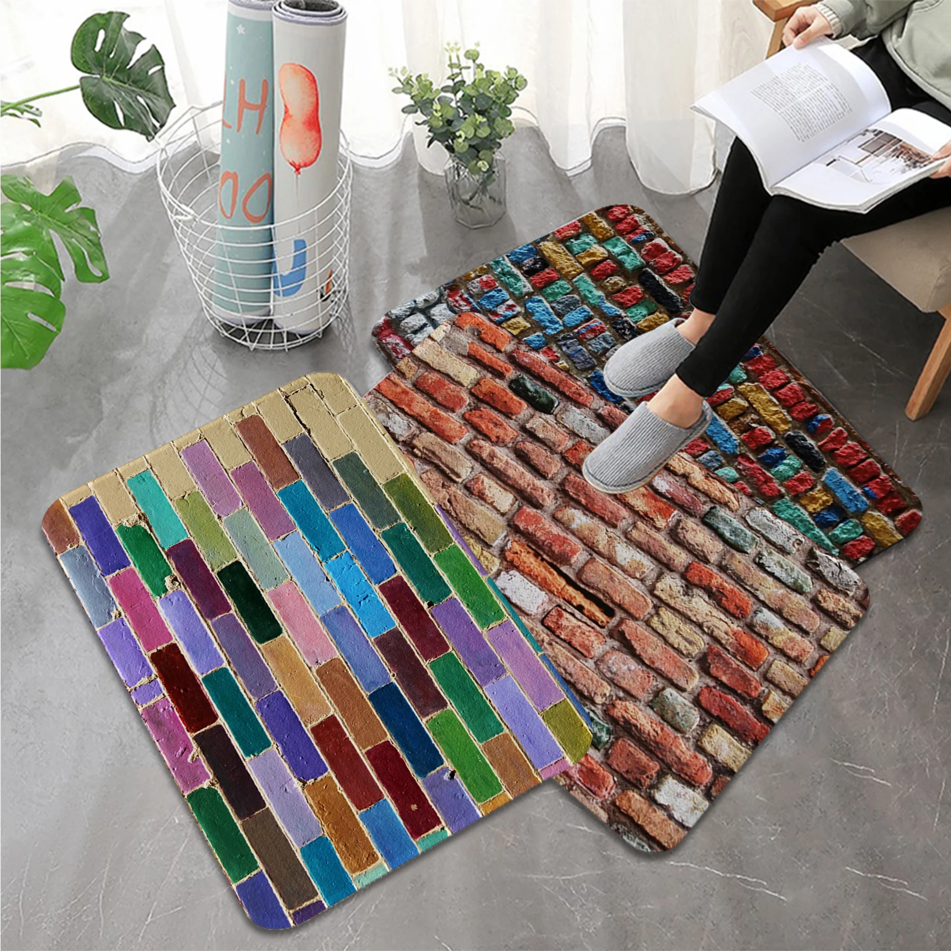Colored Brick Wall Bathroom Mat Nordic Style Bedroom Living Room Doormat Home Balcony Anti-Slip Bedside Area Rugs
Colored Brick Wall Bathroom Mat Nordic Style Bedroom Living Room Doormat Home Balcony Anti-Slip Bedside Area Rugs