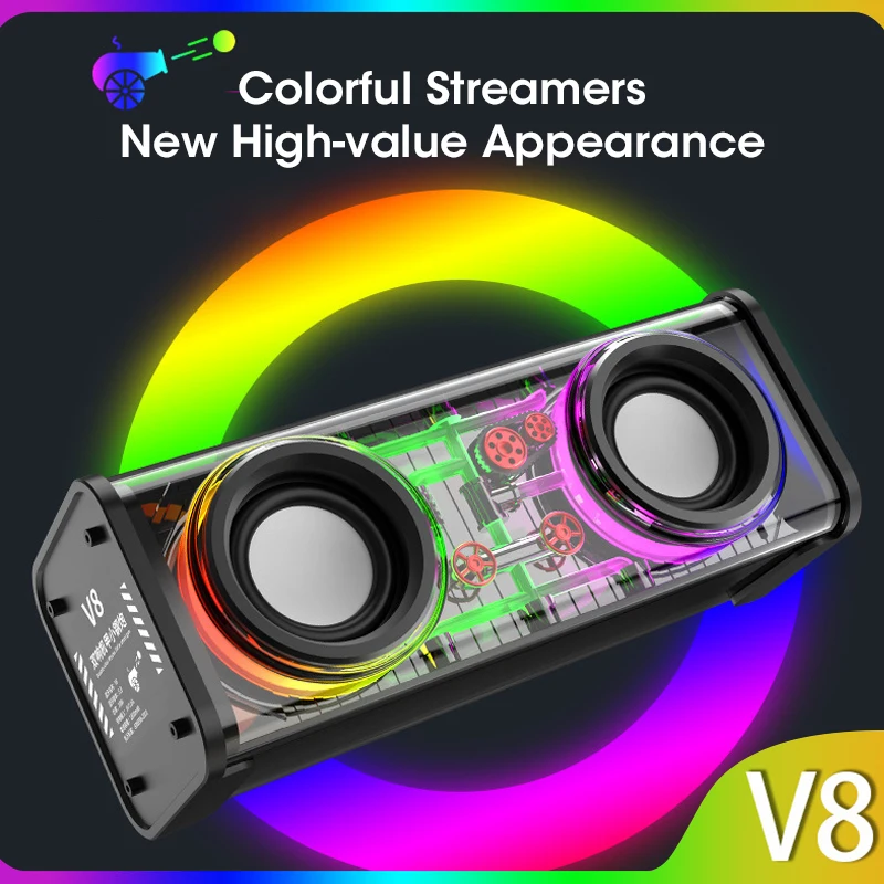 2023 New V8 Mecha Bluetooth5.0 Speaker Punk Dazzling High-power Subwoofer Support TWS Series Portable Wireless Bluetooth Speaker 
2023 New V8 Mecha Bluetooth5.0 Speaker Punk Dazzling High-power Subwoofer Support TWS Series Portable Wireless Bluetooth Speaker