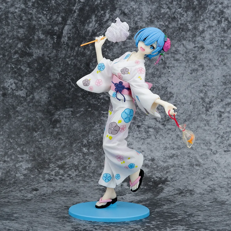 

24CM Boxed kimono Anime Rem Re:Life In A Different World From Zero kawaii girl Figure Rem PVC Collection Model Toys Gift