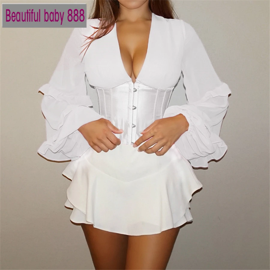 Meqeiss Corset Patchwork Lantern Sleeve Design T-Shirt Women Tops 2021 Spring Autumn Elegant Bandage Halter Design Top Female
Meqeiss Corset Patchwork Lantern Sleeve Design T-Shirt Women Tops 2021 Spring Autumn Elegant Bandage Halter Design Top Female
