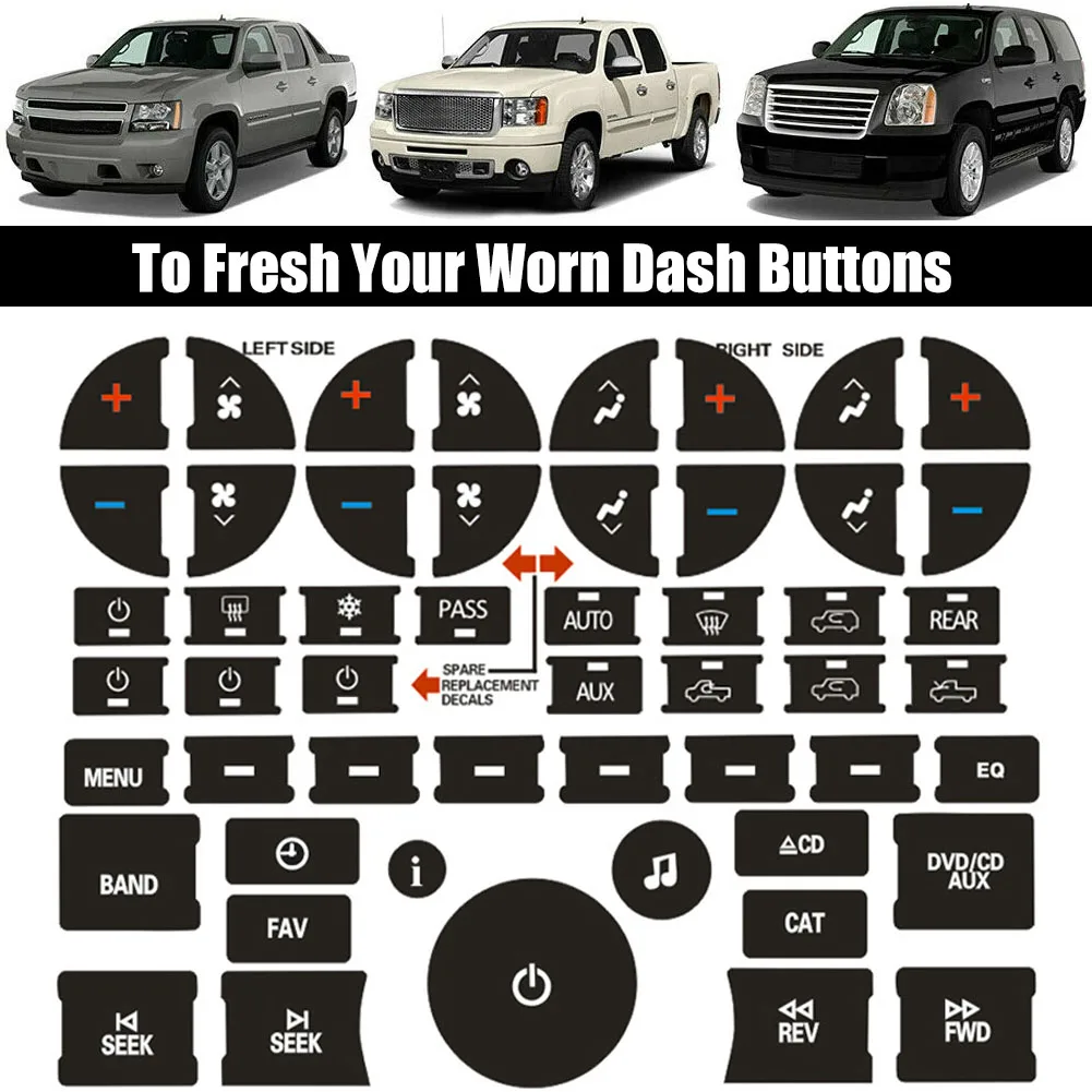 2 Sheets Car Interior Stickers AC Control Radio Dash Button Dashboard Sticker Cover Repair Kit For Chevy GMC Decals Styling Acc
2 Sheets Car Interior Stickers AC Control Radio Dash Button Dashboard Sticker Cover Repair Kit For Chevy GMC Decals Styling Acc