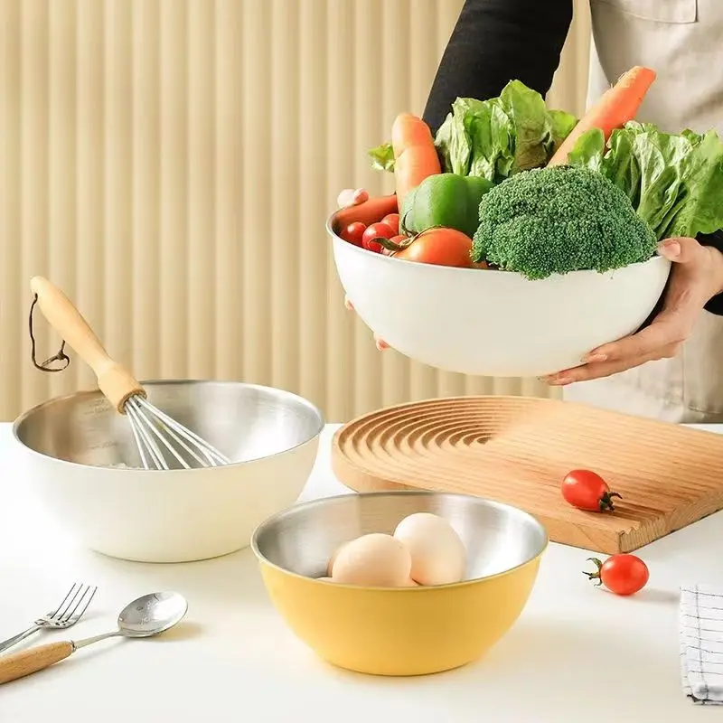 304 stainless steel basin salad bowl Kitchen Baking whisk Cooking kitchen household mixing and basin Korean style
304 stainless steel basin salad bowl Kitchen Baking whisk Cooking kitchen household mixing and basin Korean style