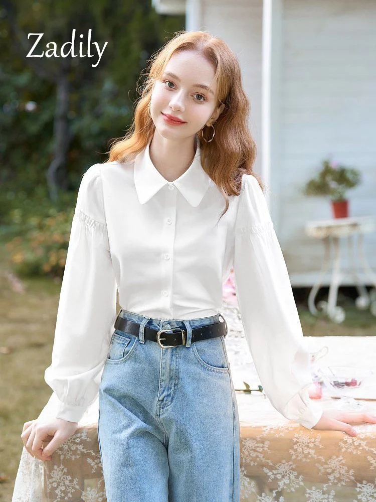 2023 Summer Office Lady Puff Long Sleeve Women White Shirt Korea Style Button Up Ladies Tunic Blouse Work Female Clothing
2023 Summer Office Lady Puff Long Sleeve Women White Shirt Korea Style Button Up Ladies Tunic Blouse Work Female Clothing