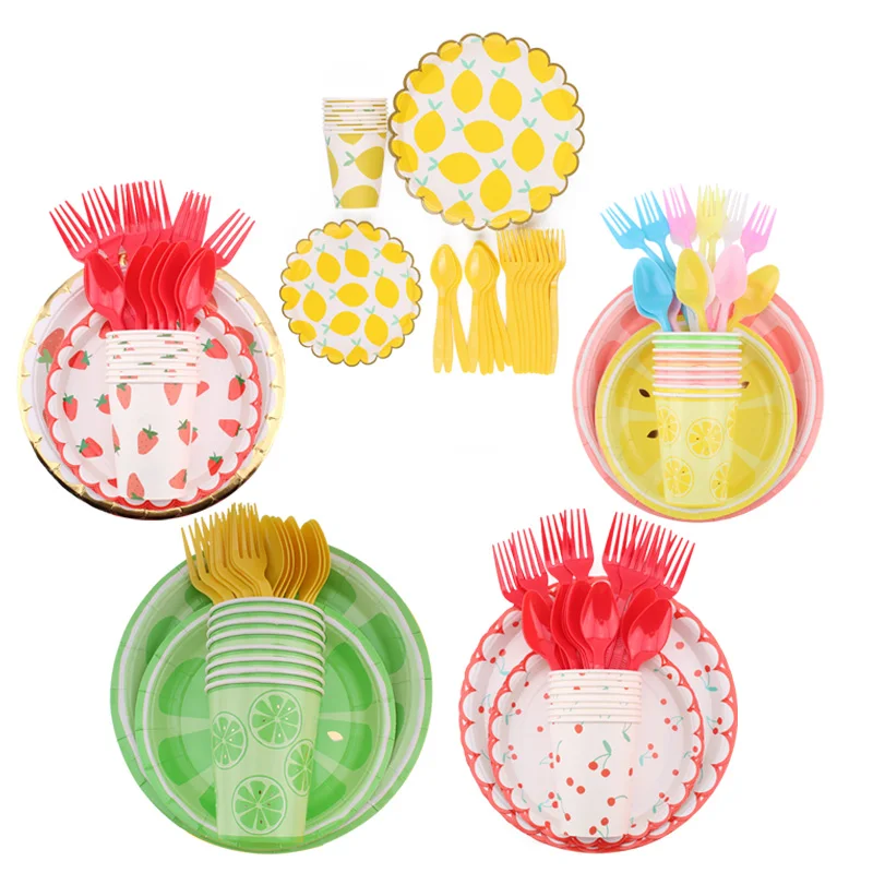 Fruit Lemon Cherry Party Disposable Tableware Set Party Table Decoration Baby Shower Spoon Plate Wedding Birthday Party Supplie
Fruit Lemon Cherry Party Disposable Tableware Set Party Table Decoration Baby Shower Spoon Plate Wedding Birthday Party Supplie