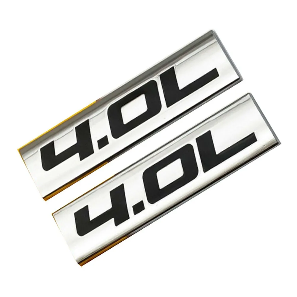 2Pcs Stickers Chrome Black 4.0L Logo Emblem Metal V6 V8 Engine Fender Trunk Badge Sticker Weatherproof Exterior Tools Durable
2Pcs Stickers Chrome Black 4.0L Logo Emblem Metal V6 V8 Engine Fender Trunk Badge Sticker Weatherproof Exterior Tools Durable
