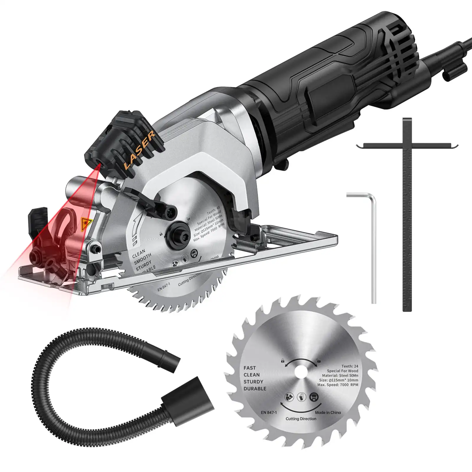 Mini Circular Saw 4.Amp 4-1/2 Inch Compact Circular Saw 3500RPM Circular Saws with Cutting Guide for Wood and Cuts
Mini Circular Saw 4.Amp 4-1/2 Inch Compact Circular Saw 3500RPM Circular Saws with Cutting Guide for Wood and Cuts