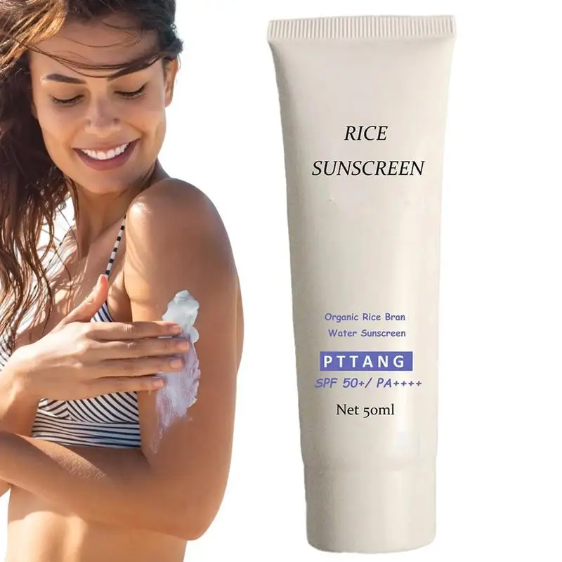 

Рисовый солнцезащитный крем для лица, водостойкий нежирный солнцезащитный крем с широким спектром, SPF50 PA