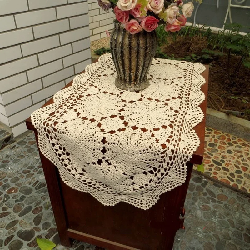 Creative oval cotton handmade flower crochet Table Runner flag cloth Christmas kitchen tea table cover wedding Party home decor
Creative oval cotton handmade flower crochet Table Runner flag cloth Christmas kitchen tea table cover wedding Party home decor