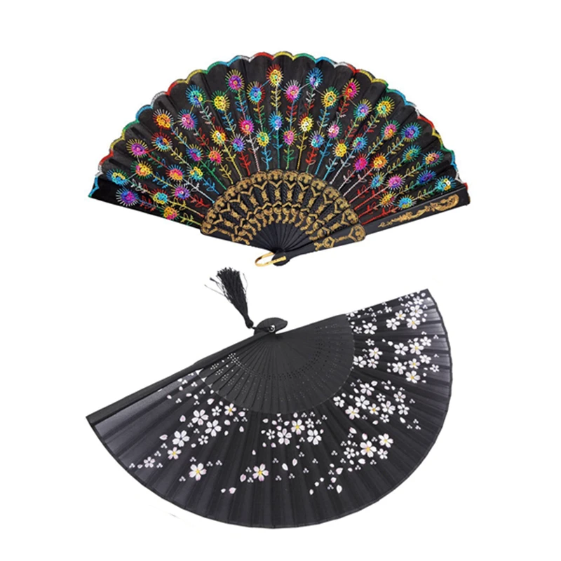 Colored Embroidered Flower Pattern Black Cloth Folding Hand Fan For Woman & Bamboo Silk 8.27 Inch(21Cm) Folding Fan
Colored Embroidered Flower Pattern Black Cloth Folding Hand Fan For Woman & Bamboo Silk 8.27 Inch(21Cm) Folding Fan