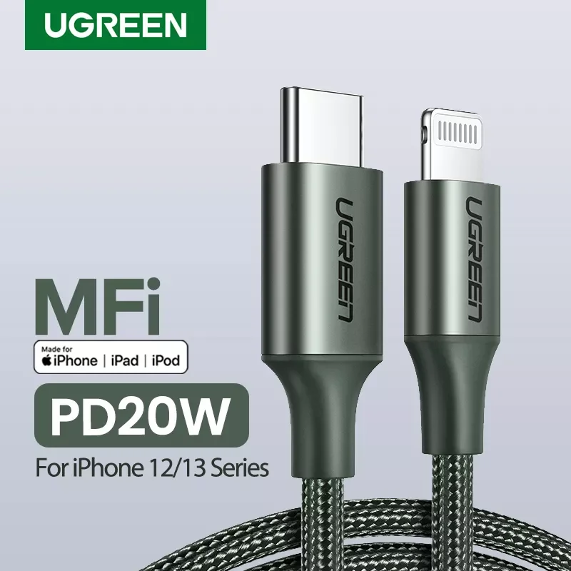 

U- green MFi USB C к Lightning iPhone, зарядный кабель для iPhone 13 12 Mini Pro Max PD 18 Вт 20 Вт, кабель для быстрой зарядки и передачи данных для Macbo
