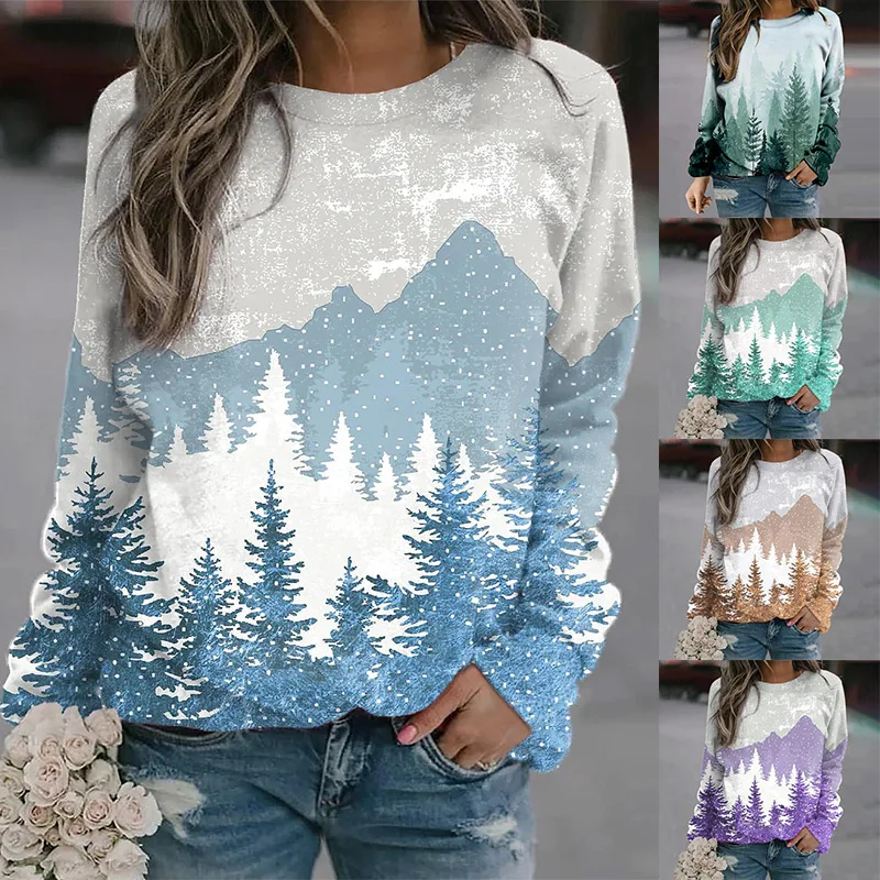 Round Collar Scenery Print Pullover Fashion Sweater Women Everyday Street T-shirt Christmas Pullover Autumn Winter Long Sleeve
Round Collar Scenery Print Pullover Fashion Sweater Women Everyday Street T-shirt Christmas Pullover Autumn Winter Long Sleeve