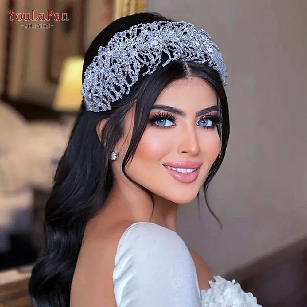 

YouLaPan Wedding Headband Luxury Bridal Tiara Wedding Hair Accessories Princess Crown Rhinestone Headpiece Woman Headdress HP386