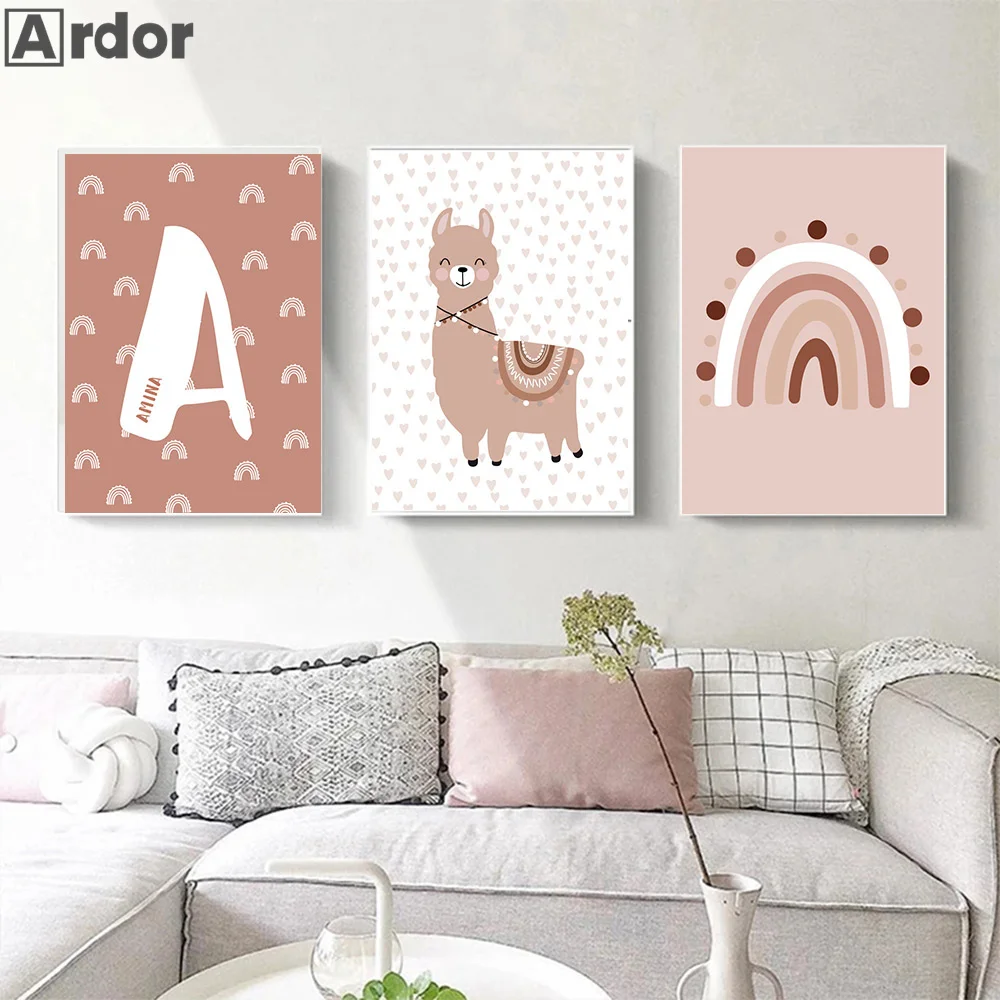 Rainbow Child Custom Name Poster Alpaca Letter Boho Canvas Painting Nursery Print Nordic Wall Art Pictures Baby Kids Room Decor
Rainbow Child Custom Name Poster Alpaca Letter Boho Canvas Painting Nursery Print Nordic Wall Art Pictures Baby Kids Room Decor