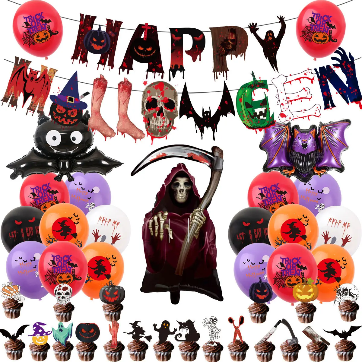 Комплект украшений для вечевечерние НКИ на Хэллоуин Sursurprise, баннер на Хэллоуин, мрачный жнец, летучая мышь, шары на Хэллоуин, дом с привидениями, домашний декор 
Комплект украшений для вечевечерние НКИ на Хэллоуин Sursurprise, баннер на Хэллоуин, мрачный жнец, летучая мышь, шары на Хэллоуин, дом с привидениями, домашний декор