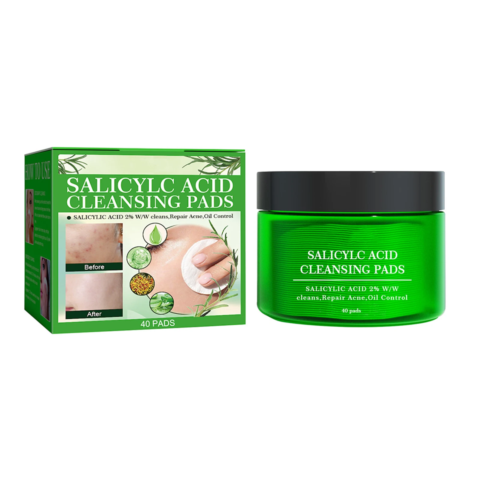 Sdotter 40Pcs/Box Salicylic Acid Cleansing Pads Moisturing Oil Control Shrinking Pores Face Cleansing Pads Skin Care Face Makeup 
Sdotter 40Pcs/Box Salicylic Acid Cleansing Pads Moisturing Oil Control Shrinking Pores Face Cleansing Pads Skin Care Face Makeup