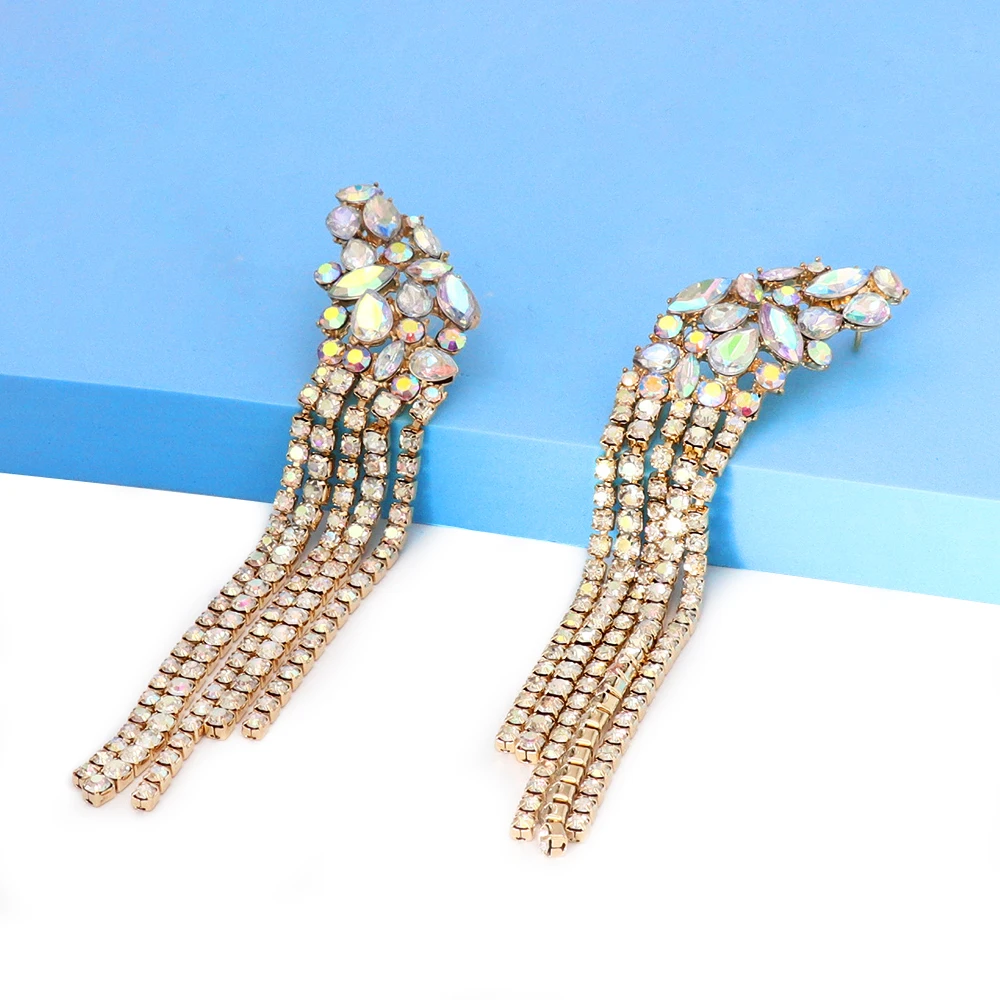 New Fashion Statement Long Full Rhinestone Earrings for Women Luxury Home Party Crystal Tassel Earrings Elegant Wedding Jewelry
New Fashion Statement Long Full Rhinestone Earrings for Women Luxury Home Party Crystal Tassel Earrings Elegant Wedding Jewelry