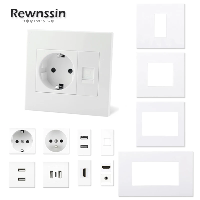 Rewnssin Wall Sockets DIY Module+Plastic Panel,EU FR Electrical Outlets Italy Brazil,HDMI USB,Cat5e CAT6 Internet Data Sockets
Rewnssin Wall Sockets DIY Module+Plastic Panel,EU FR Electrical Outlets Italy Brazil,HDMI USB,Cat5e CAT6 Internet Data Sockets