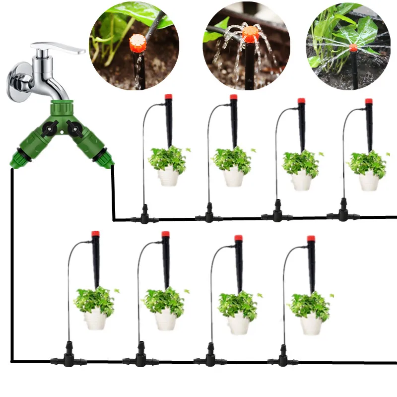 30m 2-Outlets Hose Splitter Watering Kits 8-Holes Adjustable Dripper On Stake For Flowerpot Watering and Irrigation Gardening
30m 2-Outlets Hose Splitter Watering Kits 8-Holes Adjustable Dripper On Stake For Flowerpot Watering and Irrigation Gardening