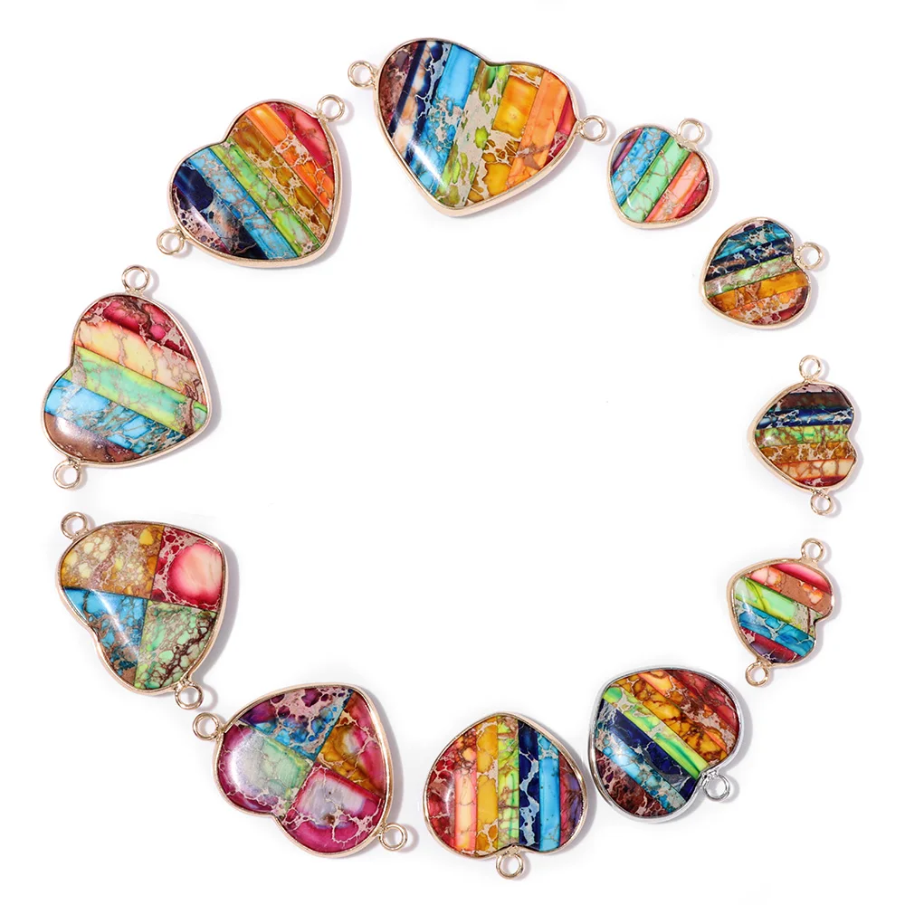 Wholesale 7 Chakra Pendants Natural Emperor Connectors Stone Pendant Love Heart Shape Stone Charm Pendant for Jewelry Making DIY
Wholesale 7 Chakra Pendants Natural Emperor Connectors Stone Pendant Love Heart Shape Stone Charm Pendant for Jewelry Making DIY