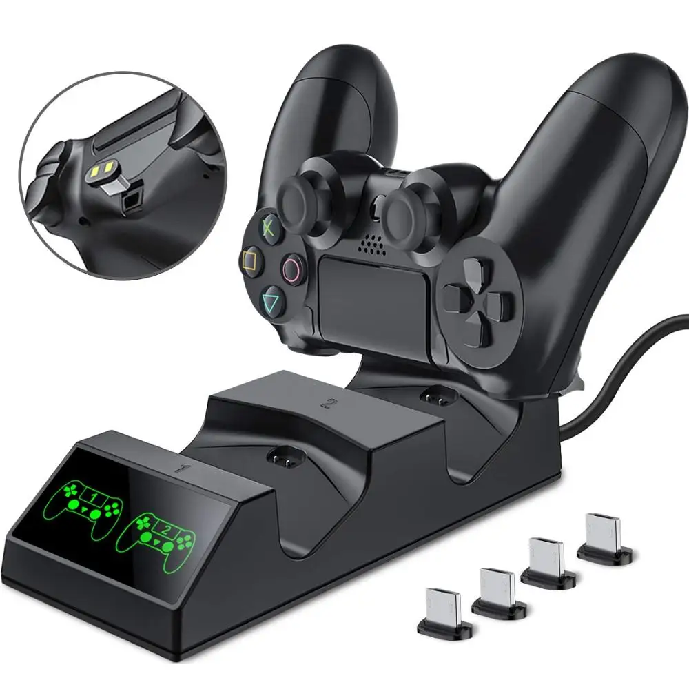 PS4 Controller Charger Charging Dock Station with 2 Micro USB Charging Dongles Dual Charging Dock for Playstation 4 PS4 Slim Pro
PS4 Controller Charger Charging Dock Station with 2 Micro USB Charging Dongles Dual Charging Dock for Playstation 4 PS4 Slim Pro