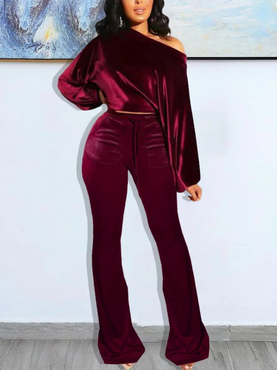LW two piece set tracksuit 2022 Autumn NEW Velvet One Shoulder Drawstring Pants Set Long Sleeve Drawstring Waist Two Piece set
LW two piece set tracksuit 2022 Autumn NEW Velvet One Shoulder Drawstring Pants Set Long Sleeve Drawstring Waist Two Piece set