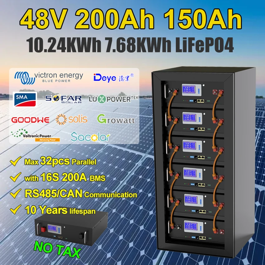 Аккумулятор LiFePO4 48 В, 51,2 Ач, 101% Ач, в, 10 кВтч, 16 с, а, емкость BMS с функцией связи RS485 CAN для резервного питания
Аккумулятор LiFePO4 48 В, 51,2 Ач, 101% Ач, в, 10 кВтч, 16 с, а, емкость BMS с функцией связи RS485 CAN для резервного питания
