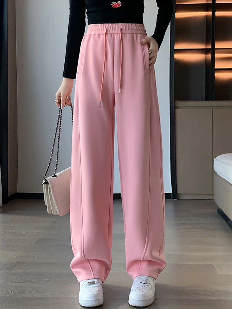 Autumn Winter Women's New Solid Elastic Waist Drawstring Wide Leg Pants Loose Relaxed Sports Casual Pants for Women Trousers 
Autumn Winter Women's New Solid Elastic Waist Drawstring Wide Leg Pants Loose Relaxed Sports Casual Pants for Women Trousers
