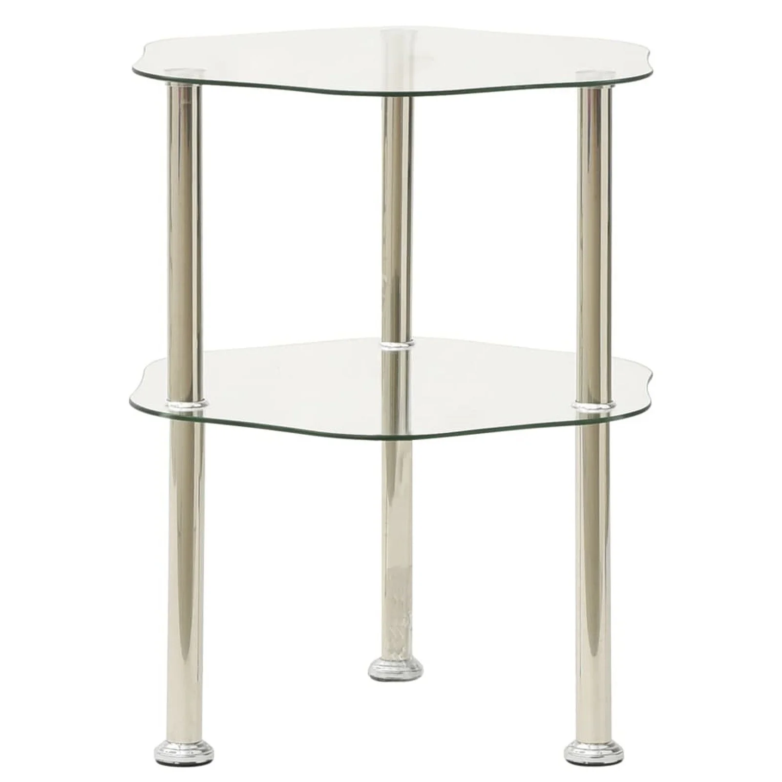 2-Tier Side Table Transparent 15"x15"x19.7" Tempered Glass 
2-Tier Side Table Transparent 15"x15"x19.7" Tempered Glass