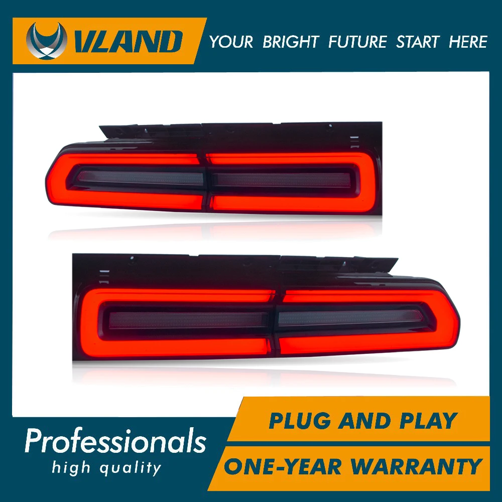 

VLAND car accessories LED Tail lights Assembly for Dodge Challenger 2008-2014 Tail Lamp Amber/Red Sequential Turn Signal light