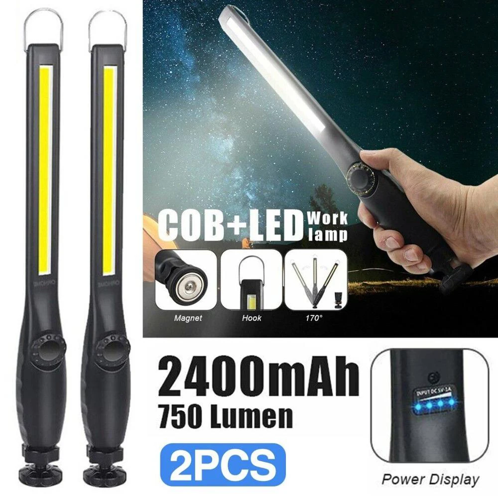 2Pcs COB LED Portable Work Light Car Garage Mechanic Hand Torch Lamp Rechargeable USB Charging Inspection Light Adjustable Angle
2Pcs COB LED Portable Work Light Car Garage Mechanic Hand Torch Lamp Rechargeable USB Charging Inspection Light Adjustable Angle
