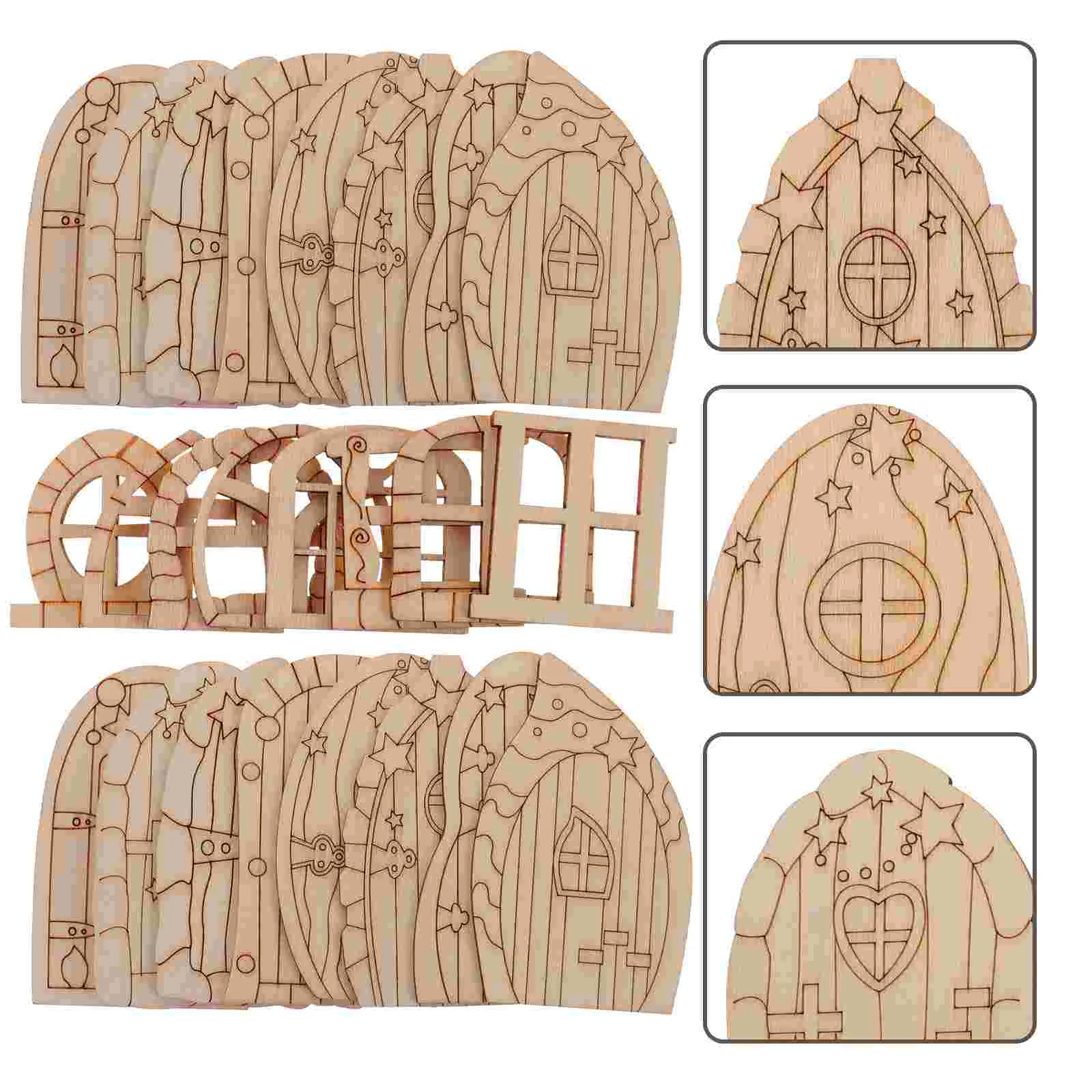 64 Pcs House Decorations Home Fairy Door Window Matching Elf Decorate Mini Wooden Kit
64 Pcs House Decorations Home Fairy Door Window Matching Elf Decorate Mini Wooden Kit