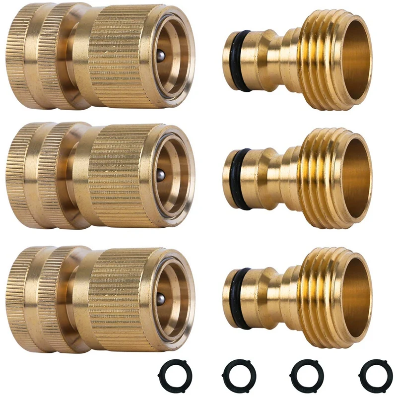 Garden Hose Quick Connect Solid Brass Quick Connector Garden Hose Fitting Water Hose Connectors 3/4 Inch Ght (3 Sets)
Garden Hose Quick Connect Solid Brass Quick Connector Garden Hose Fitting Water Hose Connectors 3/4 Inch Ght (3 Sets)