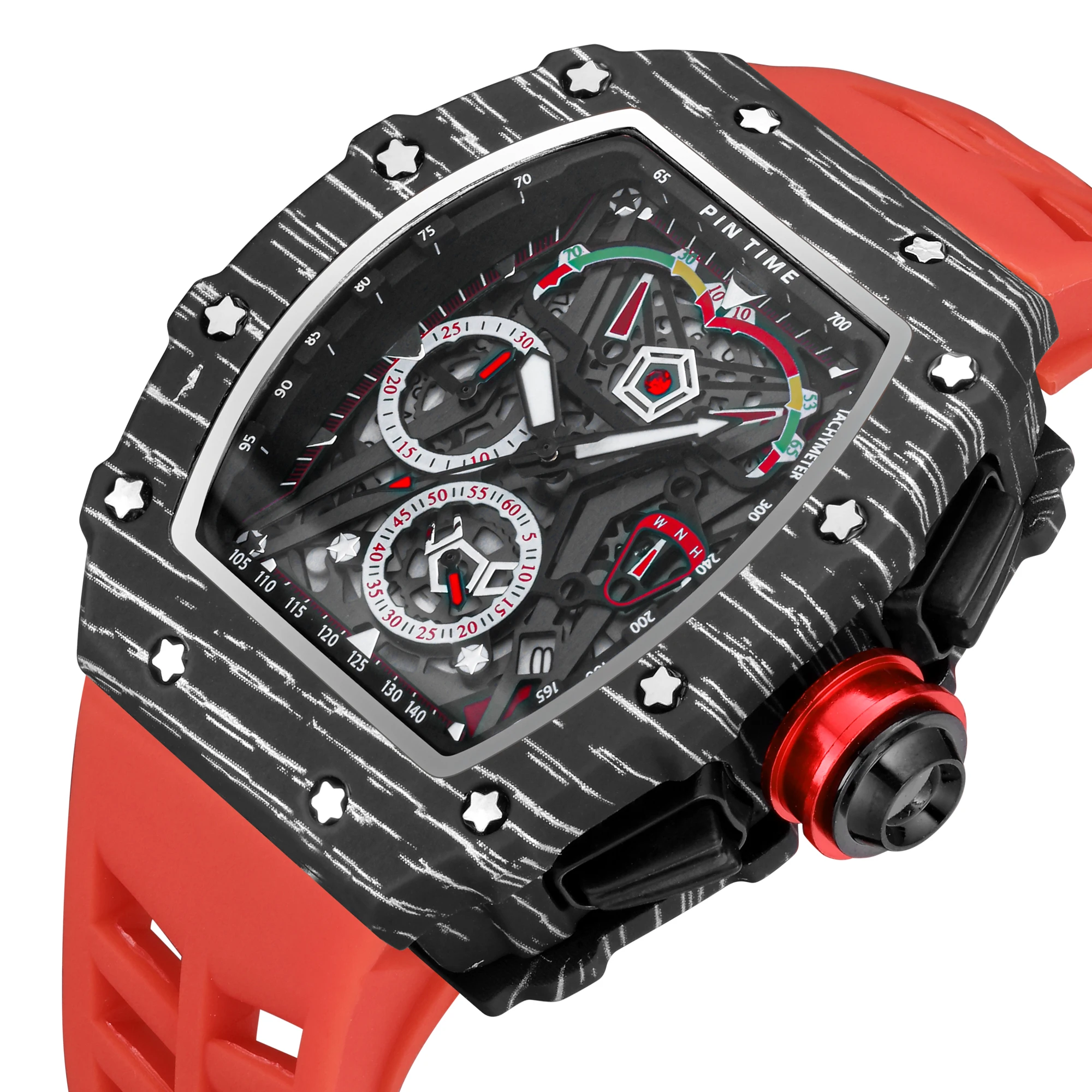 PINTIME Wholesale New Style Men Fashion Sport Watch Chronograph Function Stopwatch Rubber Strap Auto Date Male Luxury Wristwatch
PINTIME Wholesale New Style Men Fashion Sport Watch Chronograph Function Stopwatch Rubber Strap Auto Date Male Luxury Wristwatch