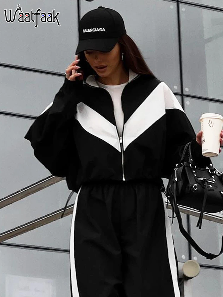 Waatfaak Patchwork Casual Black Workout Zipper Jacket Women Loose High Street Drawstring Bandage Crop Jacket Korean Casual 2022
Waatfaak Patchwork Casual Black Workout Zipper Jacket Women Loose High Street Drawstring Bandage Crop Jacket Korean Casual 2022
